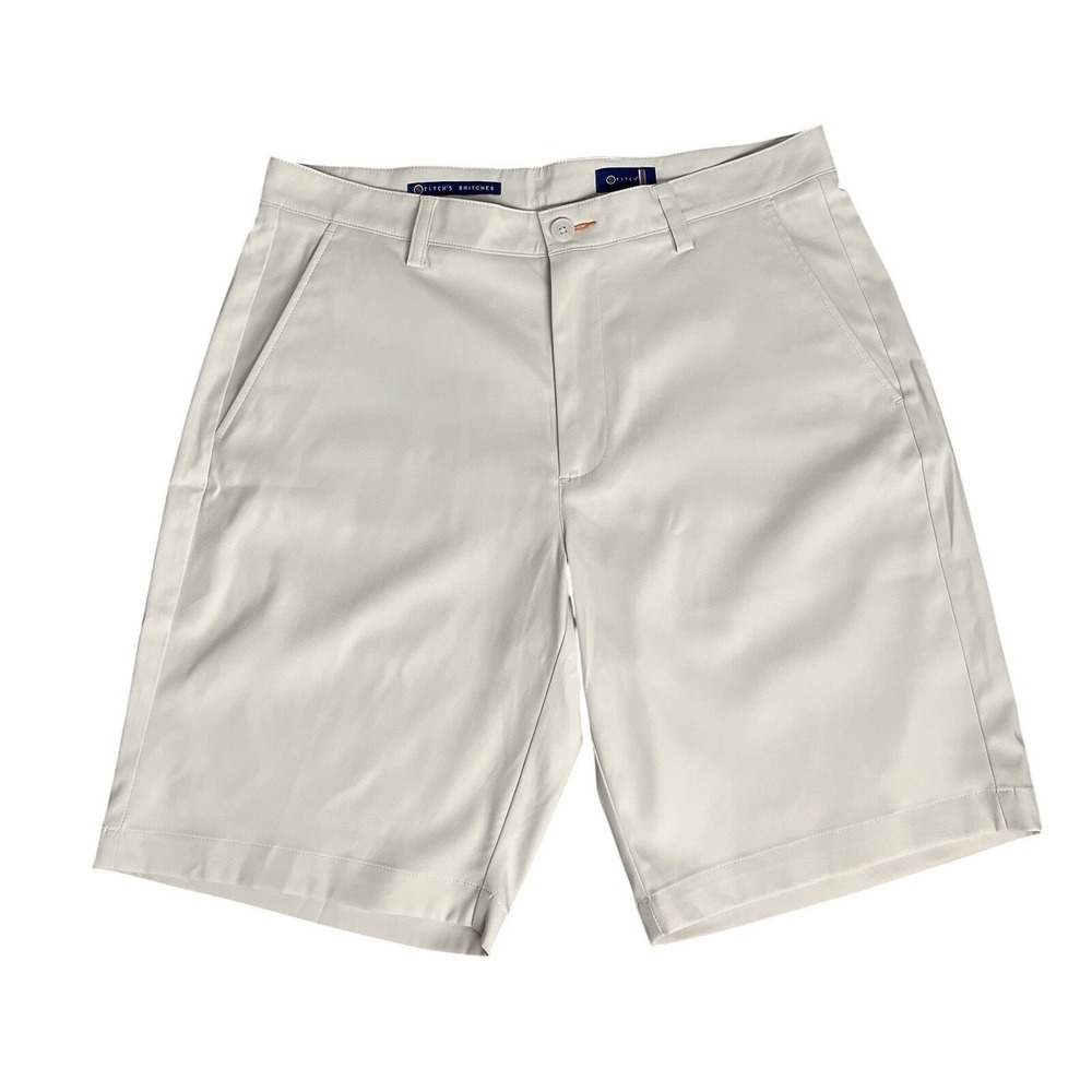 Stitch Britches Tech Short Golf Mens 33 Light Beige Performance Golf Stretch